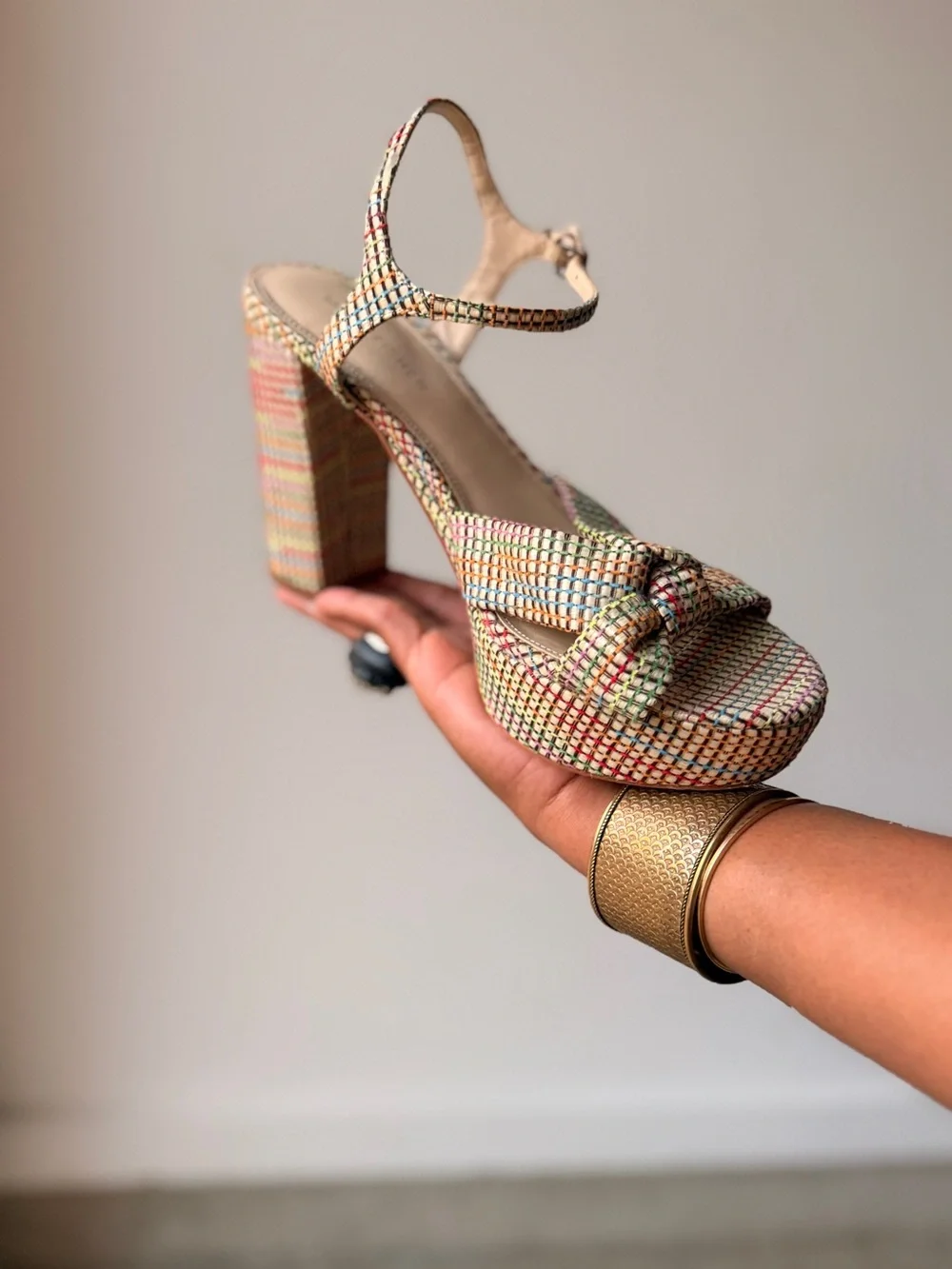 Marc Fisher Multicolor Woven Platform Sandals